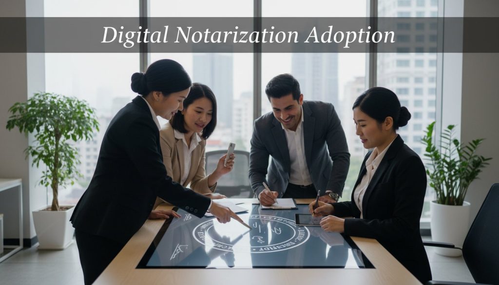 Digital Power of Attorney interface overlaying the Dubai skyline, symbolizing the modernization and efficiency of Dubai Courts digital POA services.